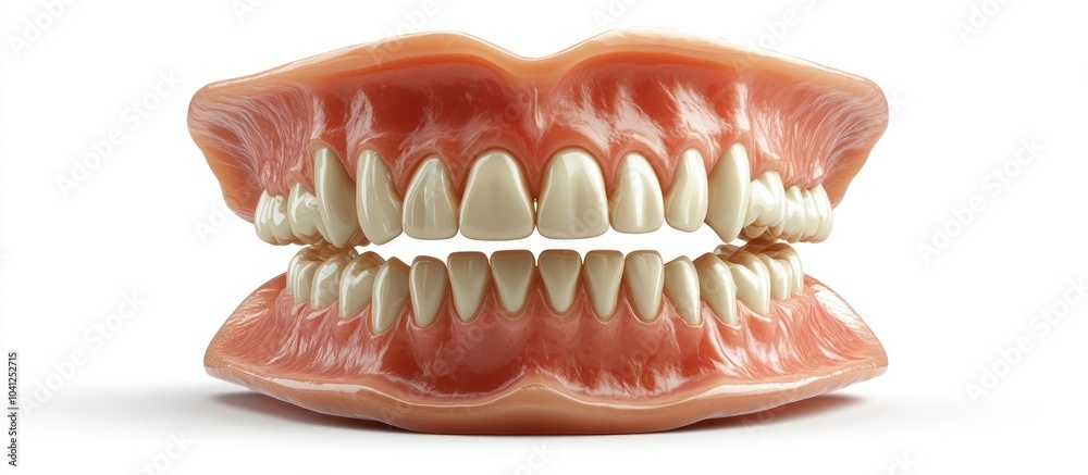 Obraz premium Close-up of a set of dentures with white teeth.