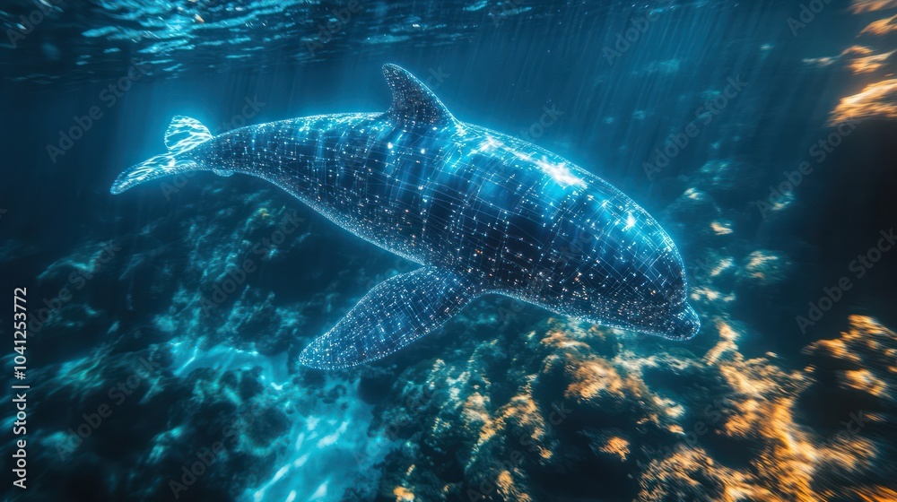 Fototapeta premium Smart technology for ocean conservation, using sensors and data analysis to protect marine ecosystems