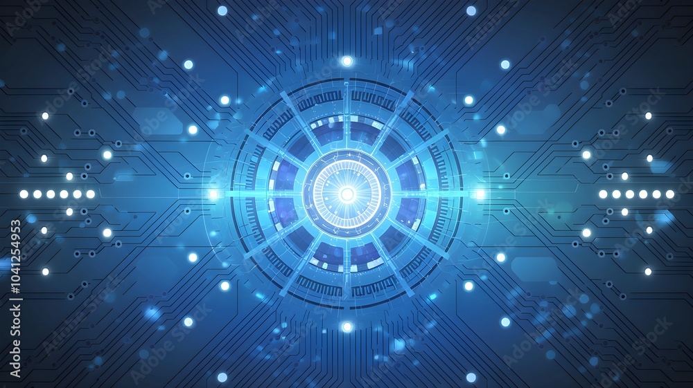 Futuristic Digital Interface with Cybernetic Hexagon Patterns and Glowing Lights Futuristic Digital Interface with Cybernetic Hexagon Patterns and Glowing Lights