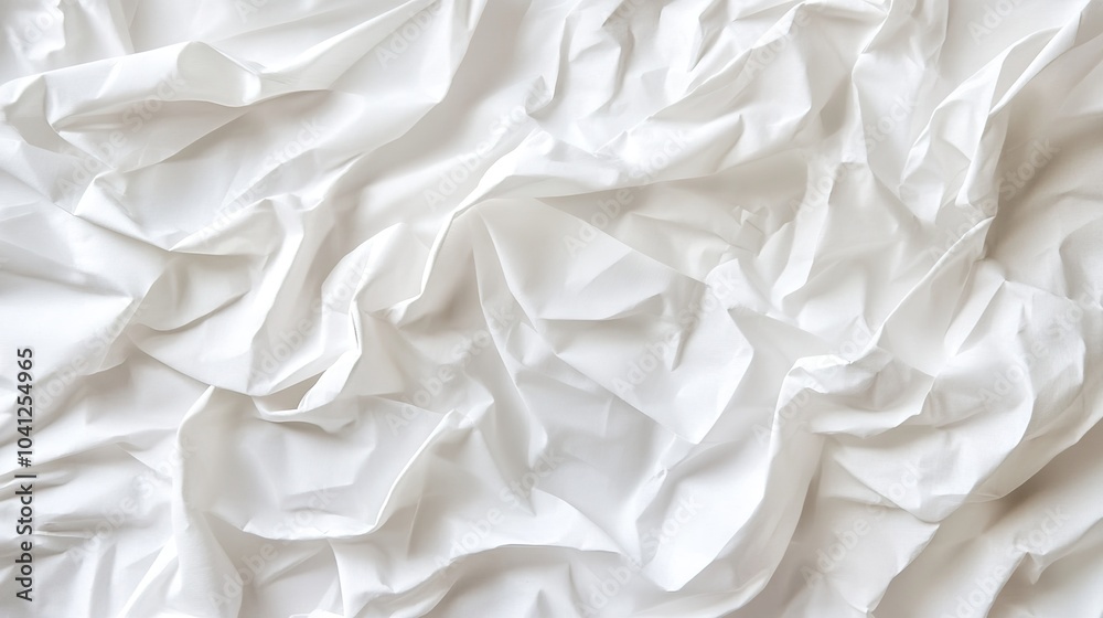 Obraz premium Textured White Crumpled Fabric Background