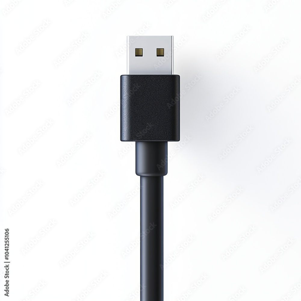 Close up USB cable plug isolated on white background Close up USB cable plug isolated on white background