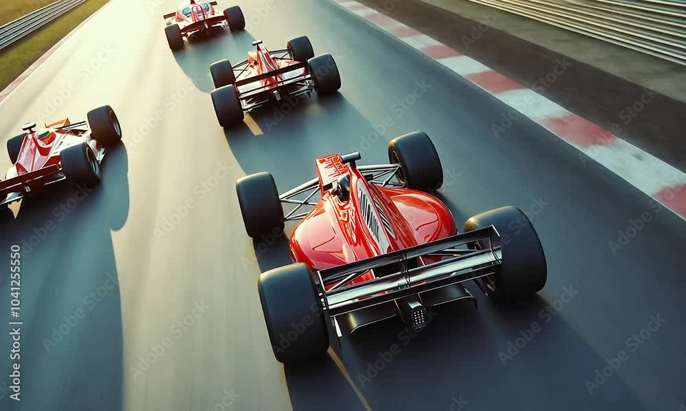 Red Formula 1 Race Car Leading on Track
