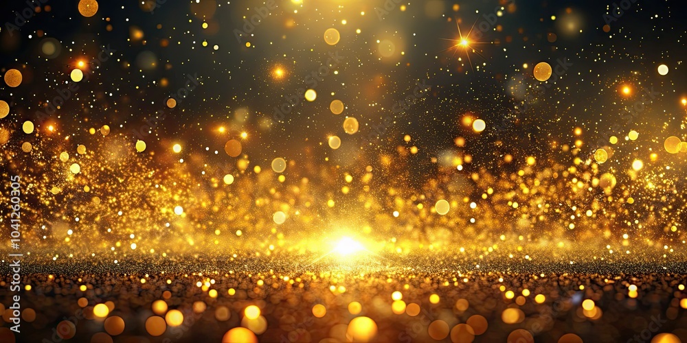 Obraz premium Experience a captivating loop of golden particles falling like sparkling dust and glitter rain, all presented in exquisite 4K resolution.