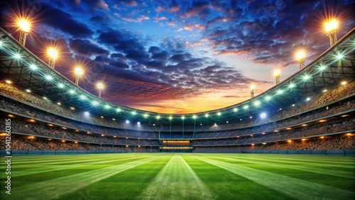 Experience a dynamic nighttime sports stadium backdrop designed for football and cricket, showcasing stunning blurred 3D lighting effects that amplify the thrilling ambiance of competition.