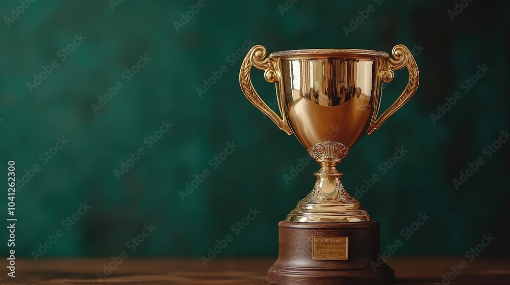 Golden trophy for champion, symbolizing success and achievement in sports. A magnificent cup award that represents the culmination of hard work and dedication Golden trophy for champion, symbolizing success and achievement in sports. A magnificent cup award that represents the culmination of hard work and dedication