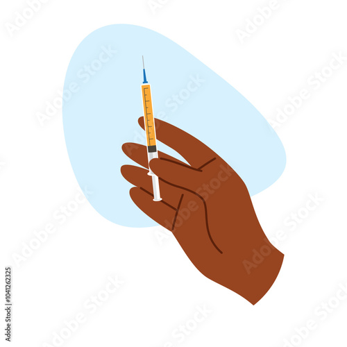 African american hand holding syringe for cosmetic procedure. Beauty treatment concept