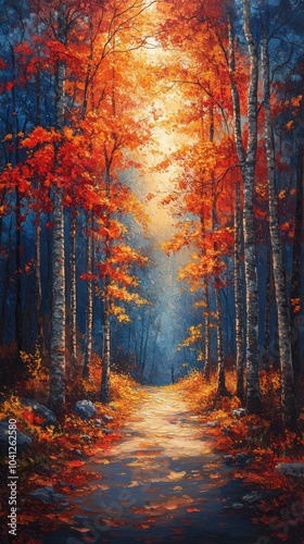 Autumn Forest Pathway - Oil Painting Landscape