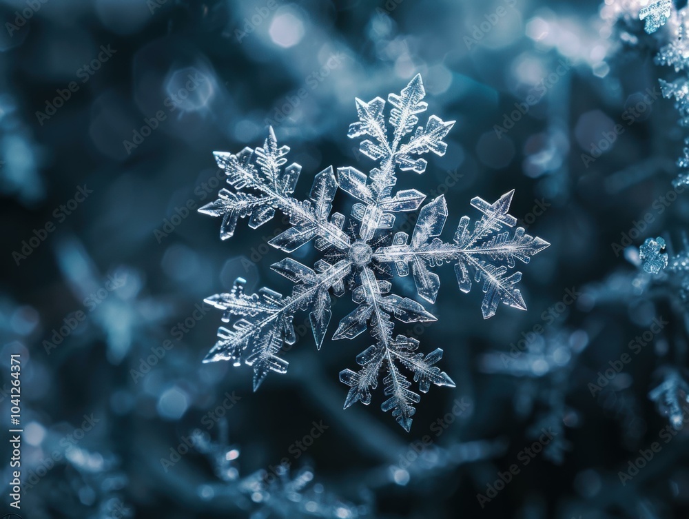 A close-up of a delicate snowflake. AI. A close-up of a delicate snowflake. AI.