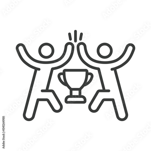 Win-win strategy, in line design. Win, strategy, collaboration, partnership, negotiation, success, agreement on white background vector. Win-win strategy, in line design, editable stroke icon