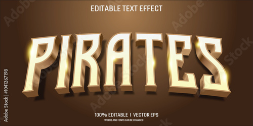 editable pirates vector 3d text effect with modern style design