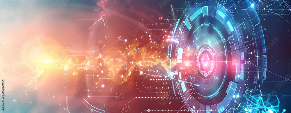 Obraz premium High-Tech Information Technology Background Emphasizing Cybersecurity Concepts