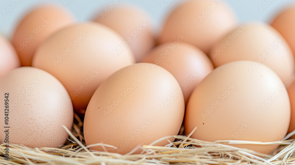 chicken eggs arranged in a nest of straw grass. chicken eggs arranged in a nest of straw grass.