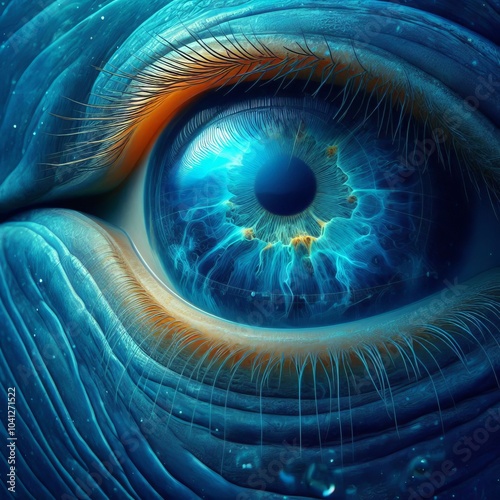 Blue Whale Eye A holography illustration capturing the eye of a photo