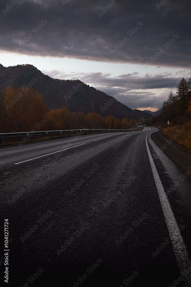 highland road in the twilight. highland road in the twilight.