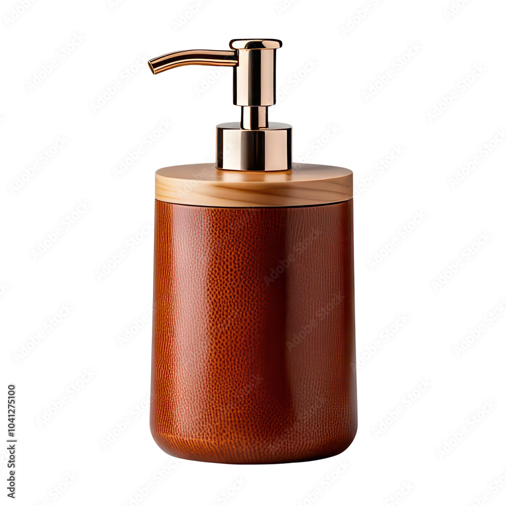 Obraz premium Elegant brown soap dispenser on a white isolated background. transparent