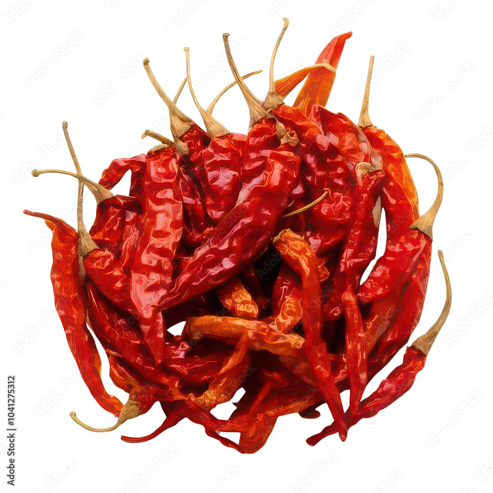 Dried red chili peppers, arranged on a white isolated background. transparent Dried red chili peppers, arranged on a white isolated background. transparent