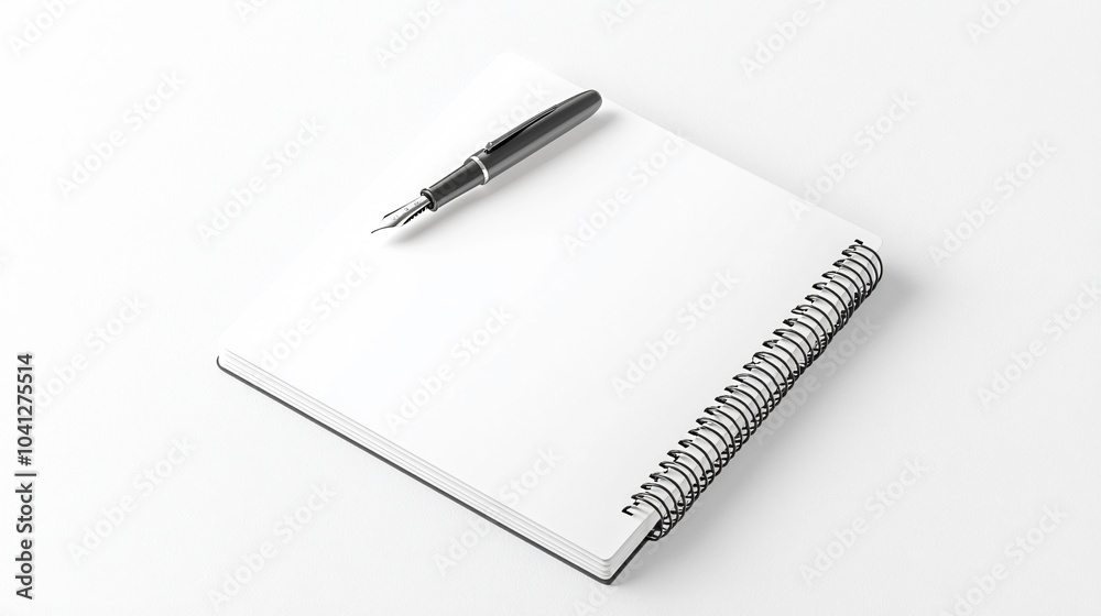A Blank Notebook with a Fountain Pen for Creative Ideas A Blank Notebook with a Fountain Pen for Creative Ideas