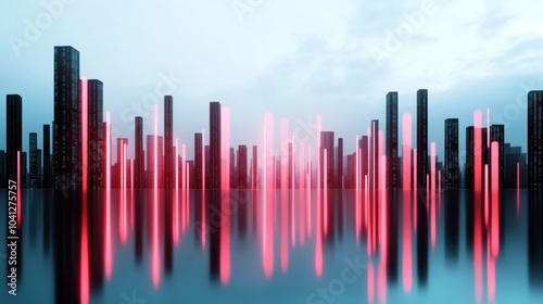 A futuristic cityscape, with towering buildings resembling data servers, reflecting the impact of technology on big data.