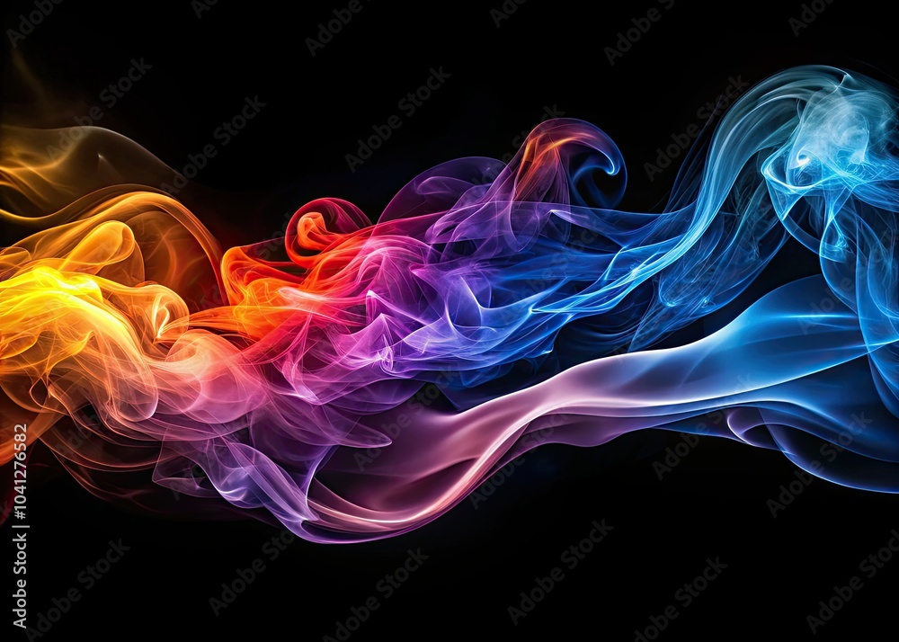 Obraz premium Explore the captivating interplay of glow and smoke waves in silhouette photography, creating stunning artistic backgrounds and unique designs that inspire creativity and imagination.