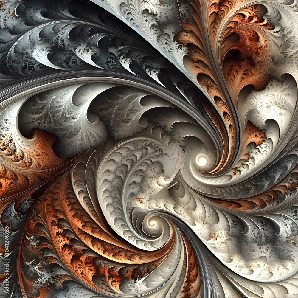 Abstract Spiral Pattern with Grey and Orange Hues Abstract Spiral Pattern with Grey and Orange Hues