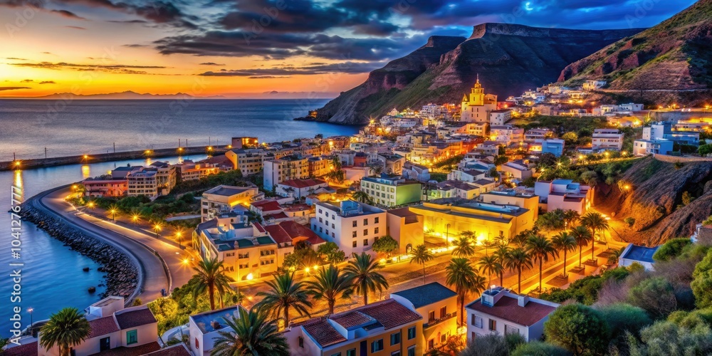 Obraz premium Explore the lively streets and charming alleys of San Sebastian de La Gomera, where architectural photography reveals the unique and vibrant character of the Canary Islands.