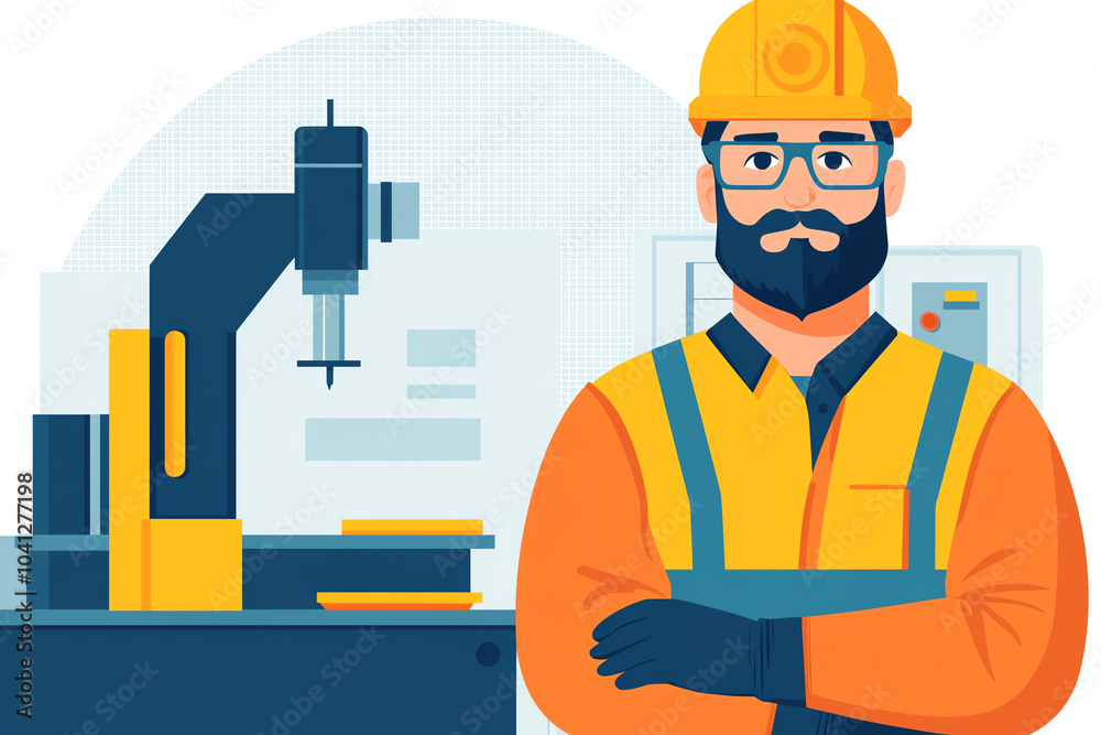 Skilled worker operating advanced machinery in a modern industrial setting Skilled worker operating advanced machinery in a modern industrial setting