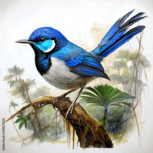 Superb Fairy-wren Australian native bird illustration
