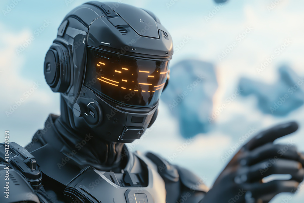 Exploring the future of robotics a close-up of a futuristic cyborg in a dynamic landscape Exploring the future of robotics a close-up of a futuristic cyborg in a dynamic landscape