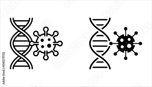 Dna icon set. Genetics sign on white background