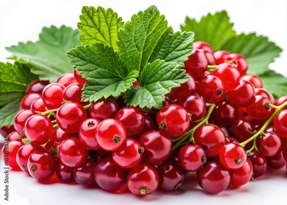 Fresh red currants showcase their vibrant hue against a crisp white background, perfect for culinary presentations and design projects needing a pop of color. Fresh red currants showcase their vibrant hue against a crisp white background, perfect for culinary presentations and design projects needing a pop of color.