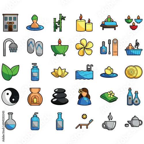 Indulge in Relaxation: A Colorful Spa Icon Set