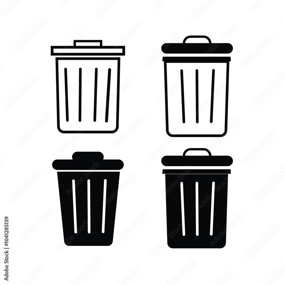 Delete Editable line stroke icon set. Waste trash bin. paper bin, trash, Rubbish sign, icon. Garbage basket icon symbol. Delete Editable line stroke icon set. Waste trash bin. paper bin, trash, Rubbish sign, icon. Garbage basket icon symbol.