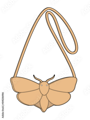 Butterfly crossbody bag vector design mockup template.
