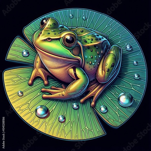 Frog on Lily Pad An illustration of a frog sitting on a lily pad photo