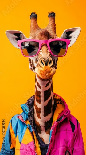 Stylish Giraffe with Sunglasses