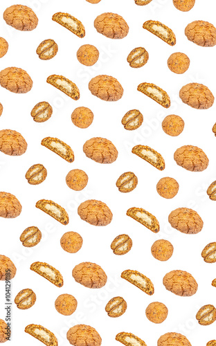 homemade oatmeal cookies filled with cheese on a light background, seamless pattern