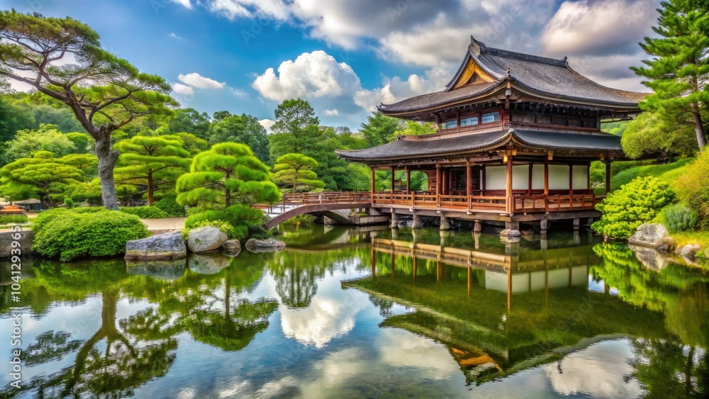 Heian Garden in Kyoto offers a serene ambiance, showcasing lush nature alongside traditional architecture, embodying the beauty of Japan's cultural history in a tranquil setting. Heian Garden in Kyoto offers a serene ambiance, showcasing lush nature alongside traditional architecture, embodying the beauty of Japan's cultural history in a tranquil setting.