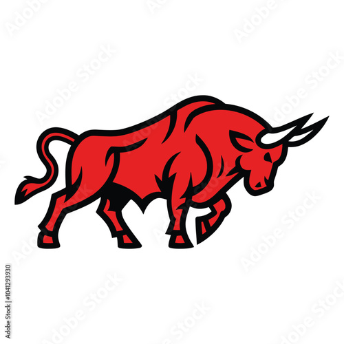 Angry bull mascot ready to attack cartoon logo illustration