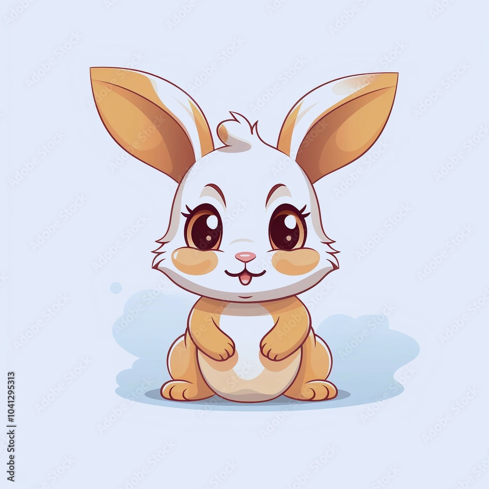 Adorable Cartoon Rabbit Illustration with Big Eyes Adorable Cartoon Rabbit Illustration with Big Eyes