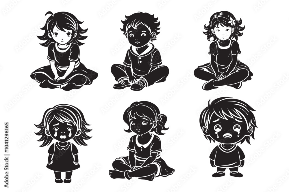 Black Kid silhouette vector bundle illustration, Kid Silhouette Black Kid silhouette vector bundle illustration, Kid Silhouette