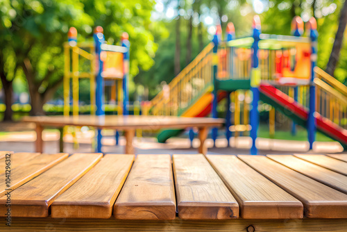 Wallpaper Mural Empty table top blurred playground background Torontodigital.ca