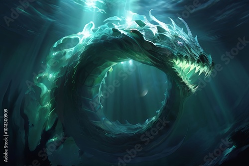 luminous leviathan a massive glowing sea serpent that patrols th photo