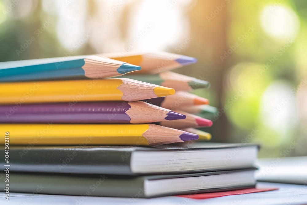 Colorful Pencils and Notebooks: A Creative Setup Colorful Pencils and Notebooks: A Creative Setup