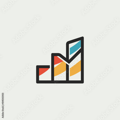 Colorful Graph Icon Depicting Growth and Progress. A stylized modern graph icon displays ascending growth