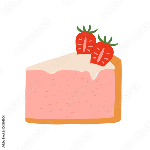 Birthday cake slices set. Sweet holiday bakery pieces collection. Pastry chocolate fruit, berry dessert with candles for breakfast. Vector hand drawn flat cartoon illustration