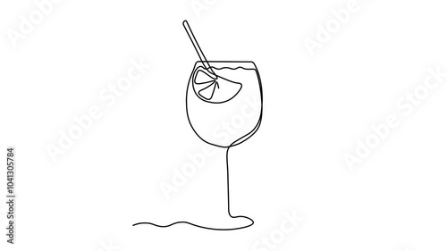 spritz aperol cocktail, Self drawing animation one continuous line draw, logo