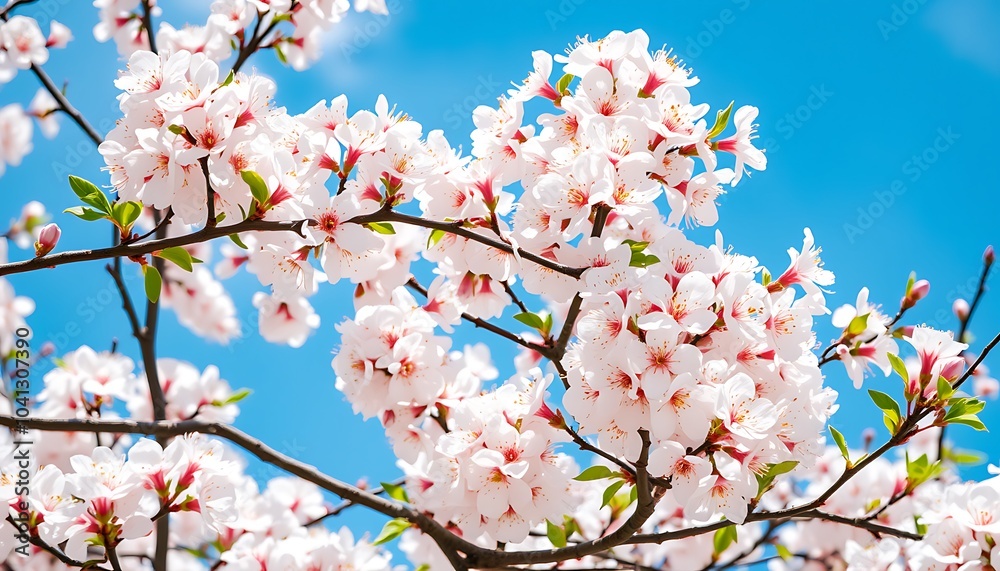 Delicate White Blossoms Against Blue Sky, Delicate White Blossoms Against Blue Sky,