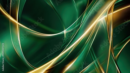 Elegant Green and Gold Wave Background Design