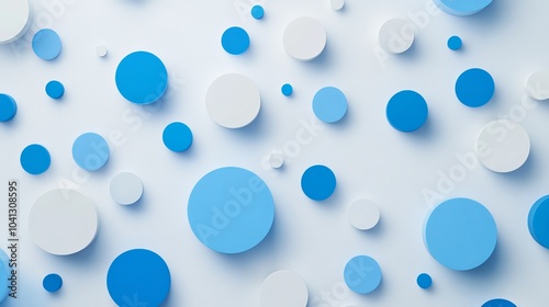 This stylized abstract background with blue and white circular patterns creates a simple yet elegant visual effect, perfect for creative projects and minimalist design themes.