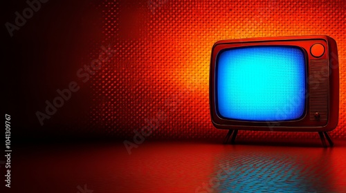 The vintage television set features dotted pop art design in retro halftone aesthetic